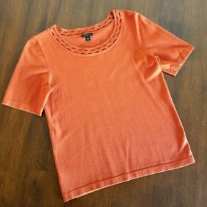 Short Sleeved Sweater Top Rusty Orange Small Ann Taylor Taylor Factory